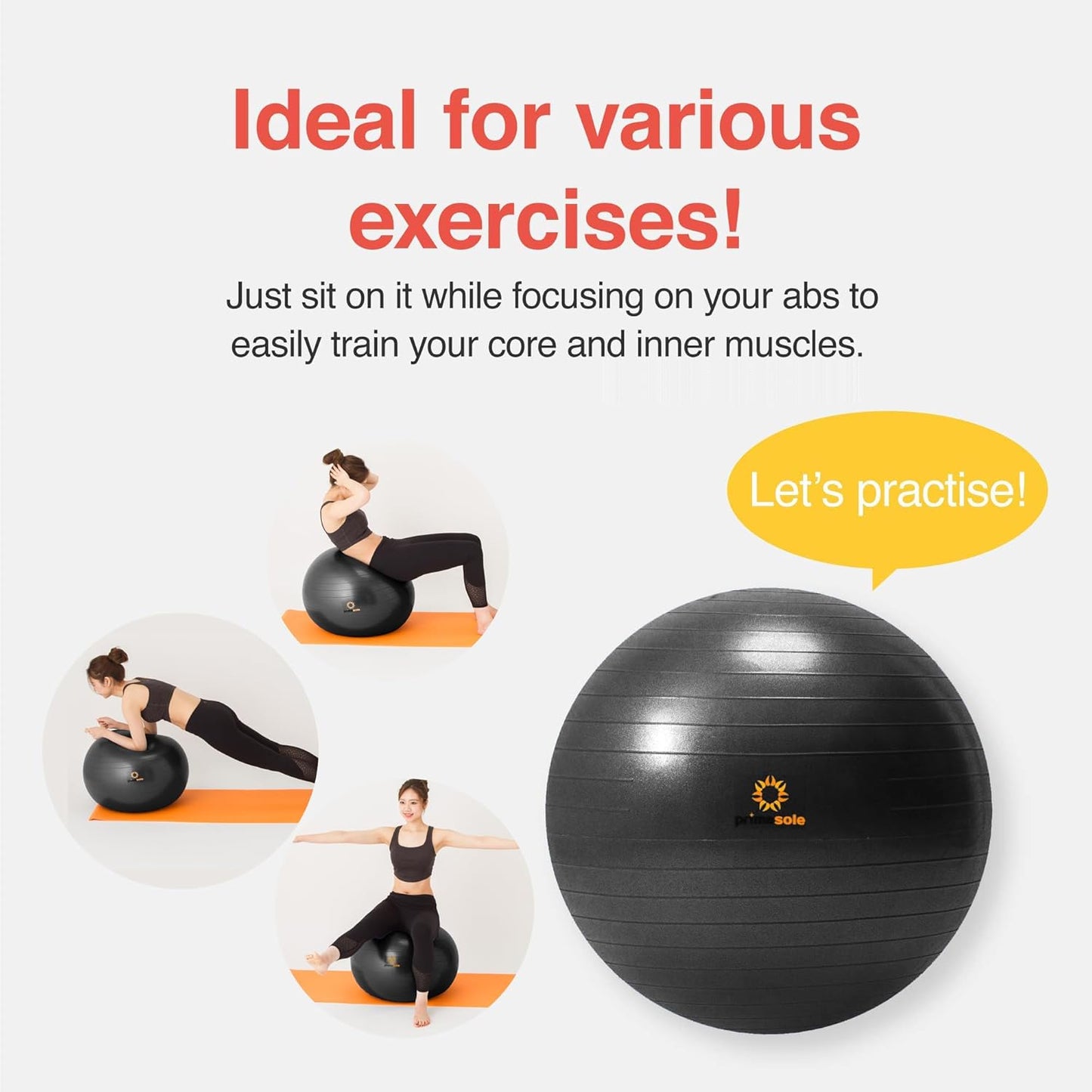 Exercise Ball for Balance Stability Fitness Workout Yoga Pilates at Home 