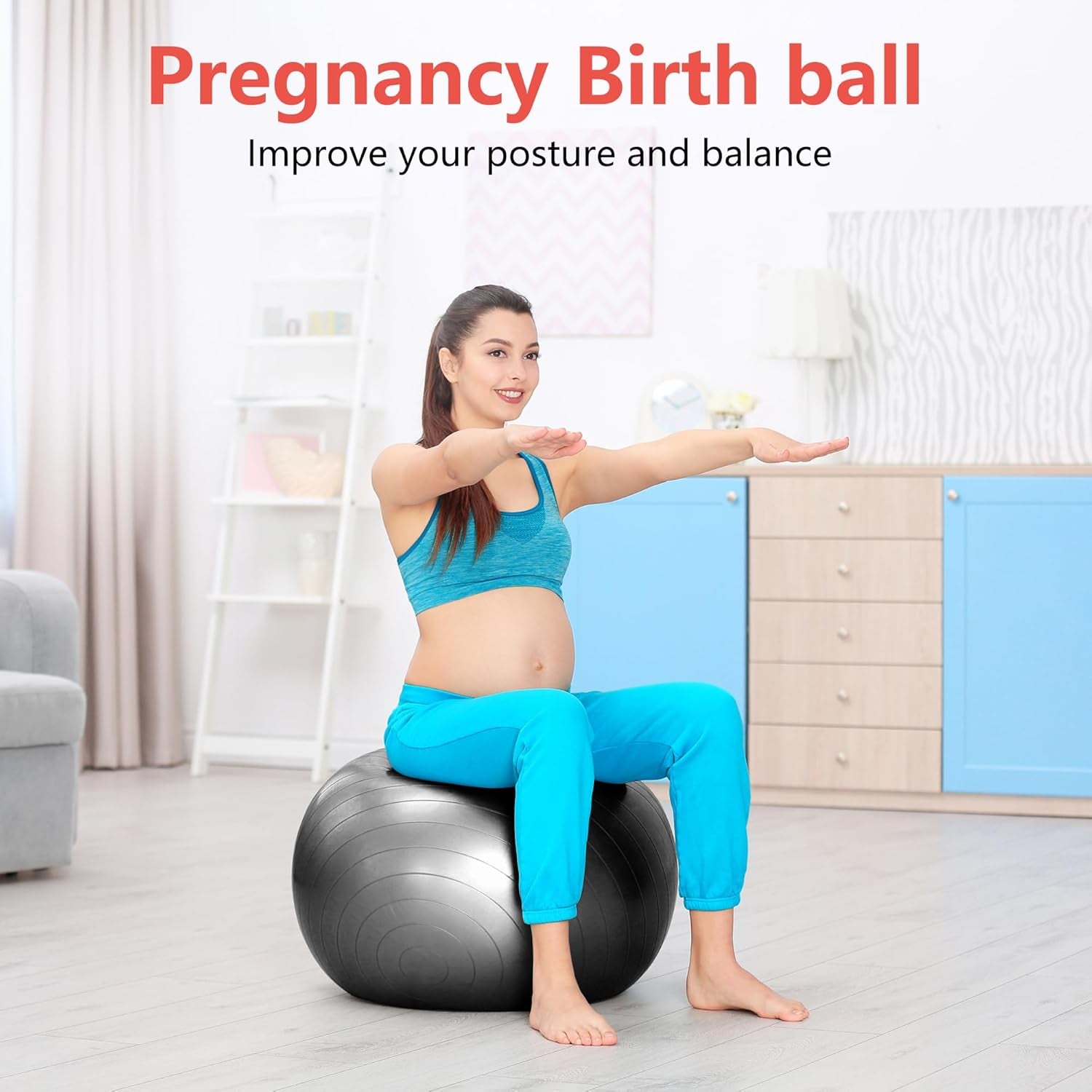 Exercise Ball for Balance Stability Fitness Workout Yoga Pilates at Home 